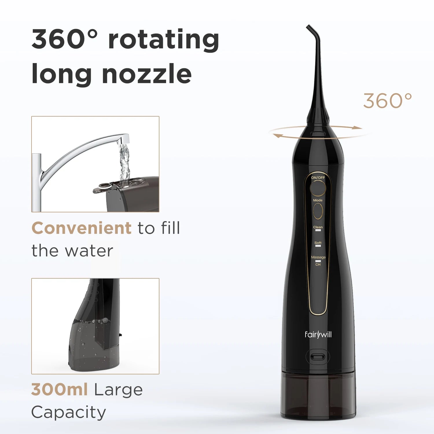 FairyJet 300 – Hydropulseur Dentaire Rechargeable 300ml