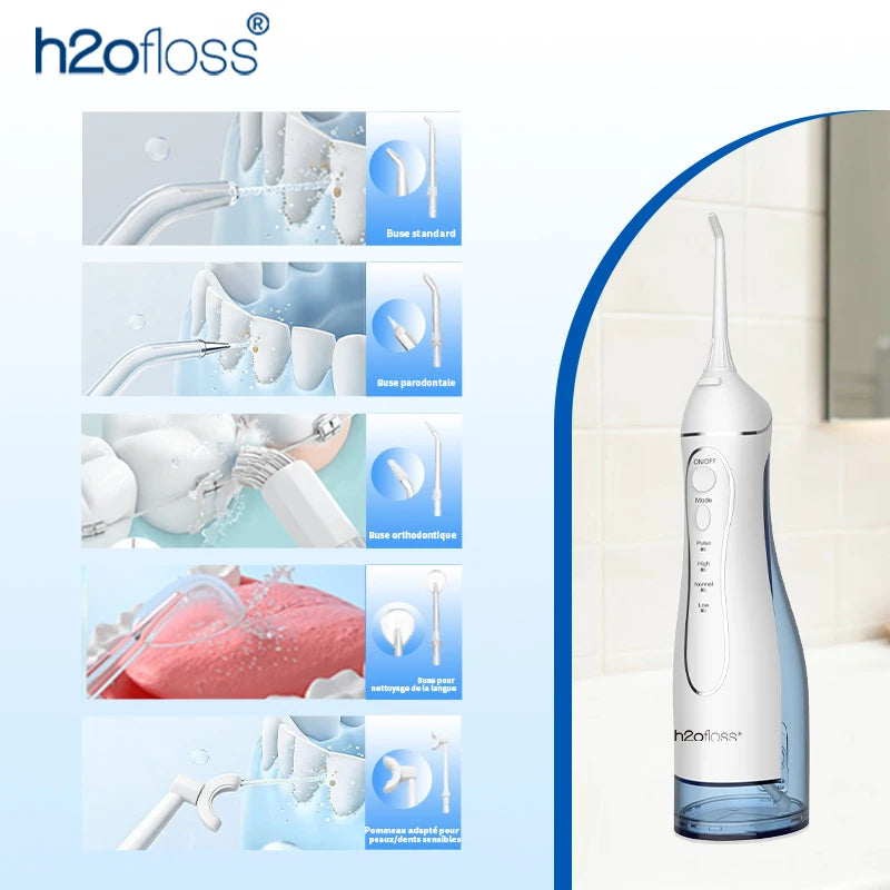 H2oFloss Max – Hydropulseur Premium 300ml 140PSI Détartrage