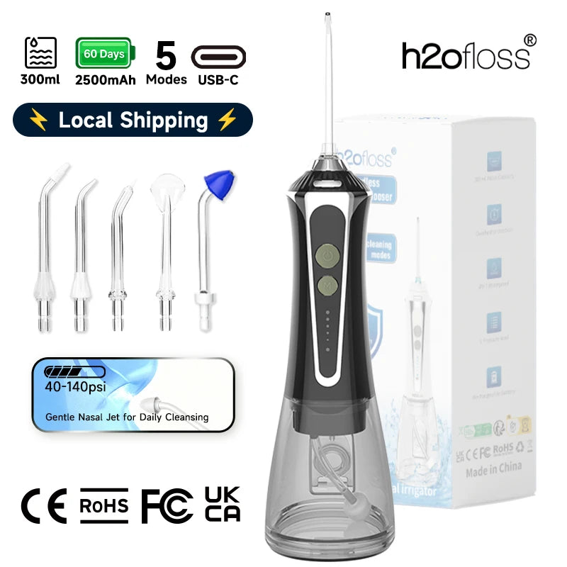 H2oFloss 2-en-1 – Irrigateur Portable Dentaire & Nasal