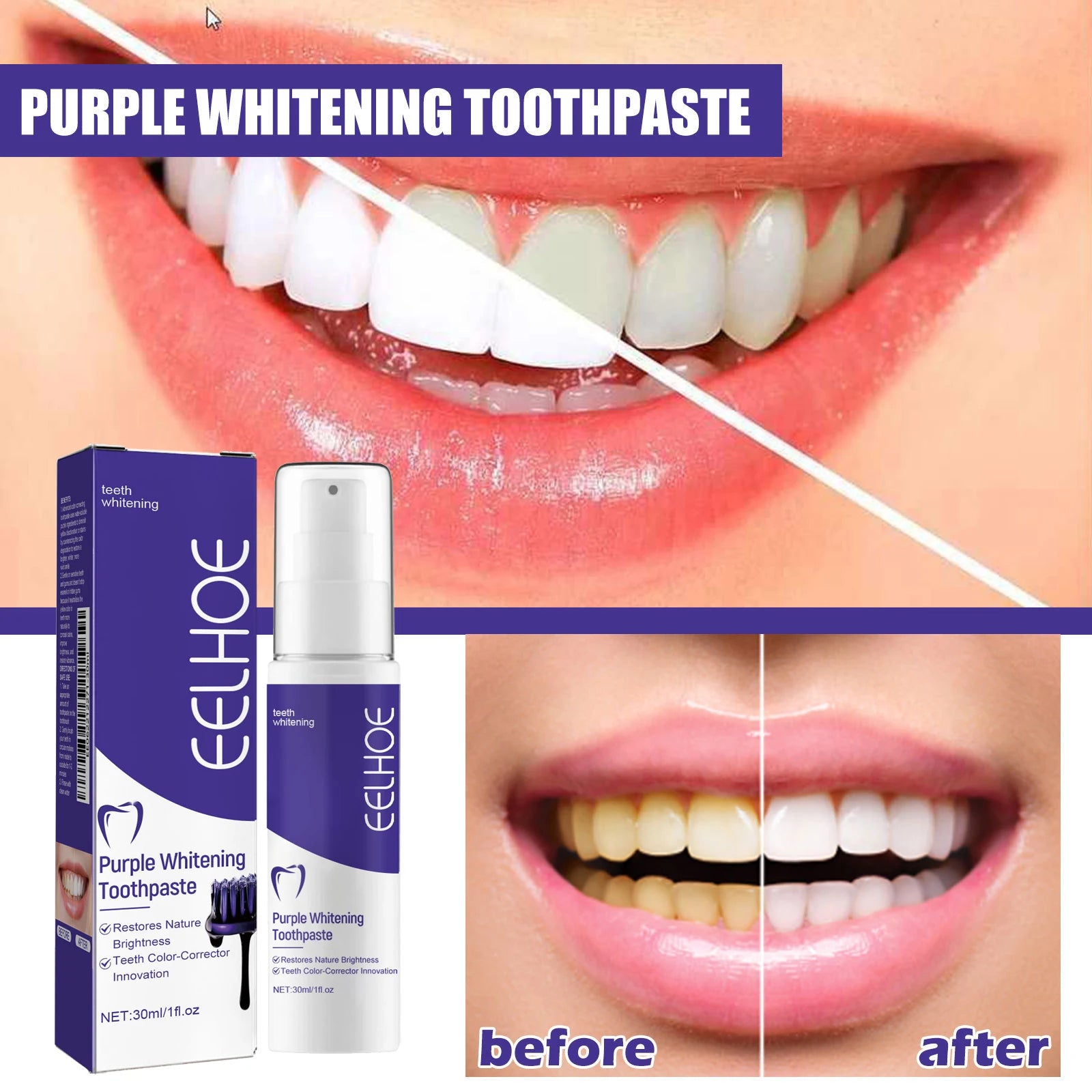 BrightV34 – Dentifrice Blanchissant Instantané