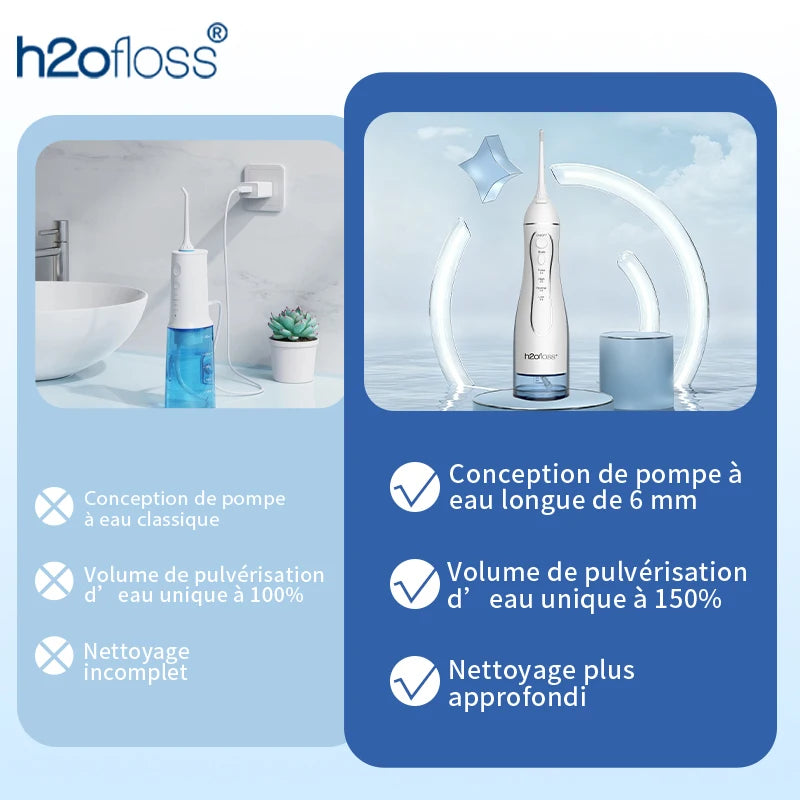 H2oFloss Max – Hydropulseur Premium 300ml 140PSI Détartrage