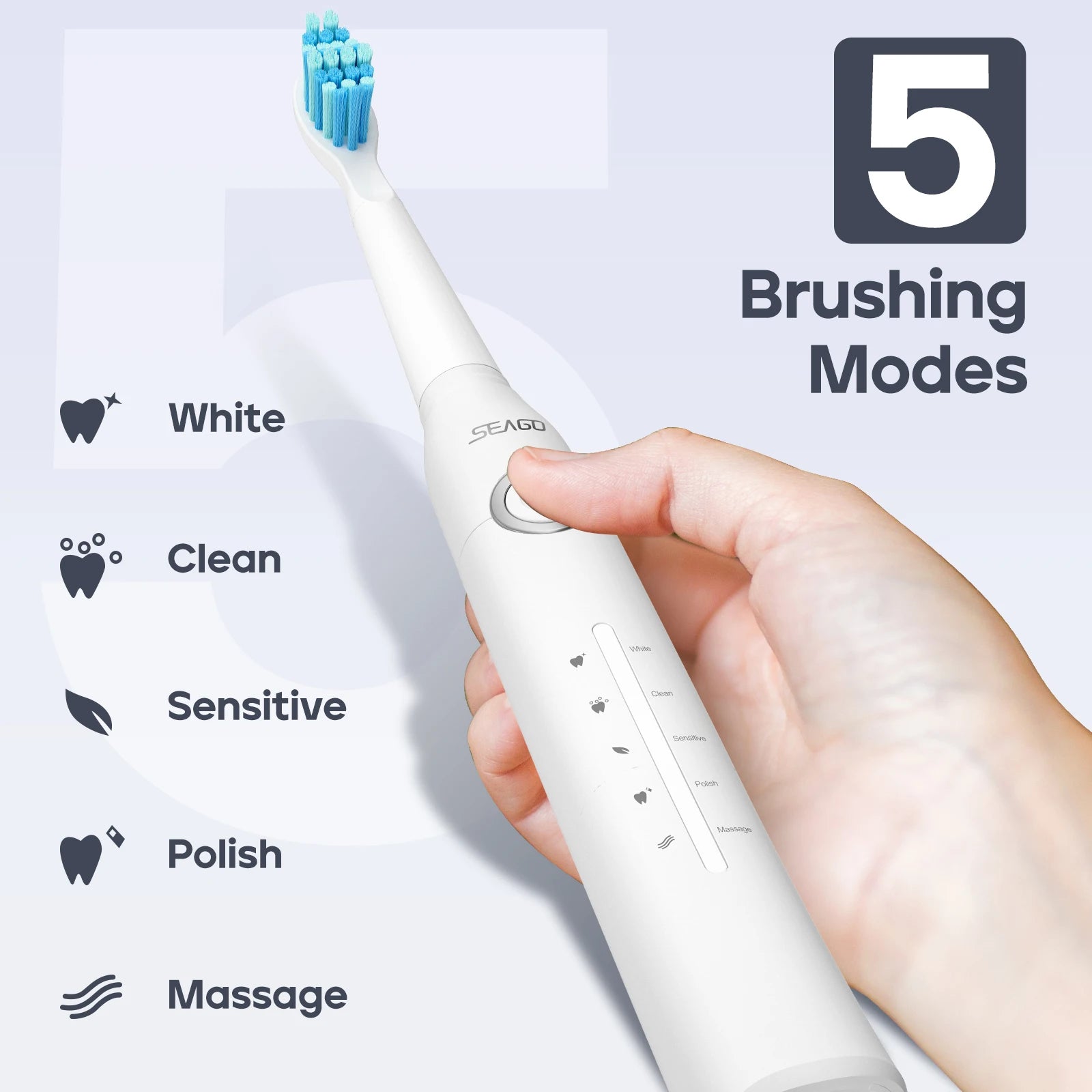 SeagoBrush USB – Brosse À Dents Électrique Rechargeable + 10 Têtes